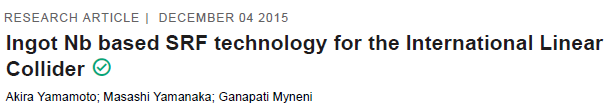 Read more about the article Ingot Nb based SRF technology for the International Linear Collider