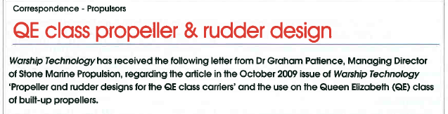 Read more about the article Qe Class propeller and rudder design