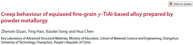 Read more about the article Creep behaviour of equiaxed fine-grain γ-TiAl-based alloy prepared by powder metallurgy