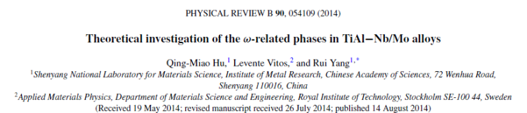 Read more about the article Theoretical investigation of the ω-related phases in TiAl−Nb_Mo alloys