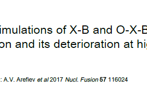 Kinetic simulations of X-B and O-X-B mode conversion and its deterioration at high input power