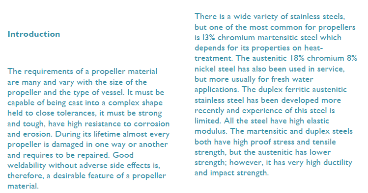 Read more about the article Comparative properties of propeller alloys