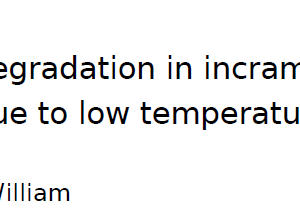 Damping degradation in incramute and sonoston due to low temperature storage.