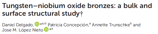 Read more about the article Tungsten–niobium oxide bronzes a bulk and surface structural study