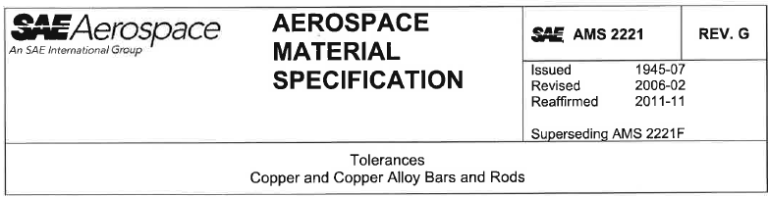Read more about the article AMS 2221-Tolerances Copper and Copper Alloy Bars and Rods