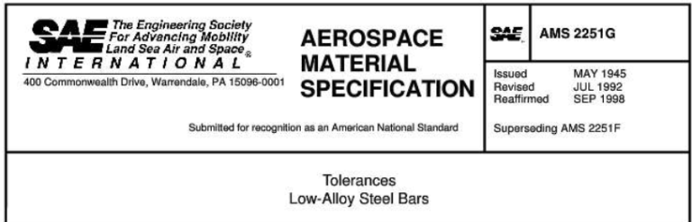 Read more about the article AMS 2251G-Tolerances Low-Alloy Steel Bars