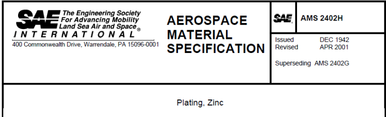 Read more about the article AMS 2402H-Plating, Zinc