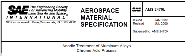 Read more about the article AMS 2470L-Anodic Treatment of Aluminum Alloys Chrome Acid Process