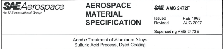 Read more about the article AMS 2472F-Anodic Treatment of Aluminum Alloys Suifuric Acid Process, Dyed Coating