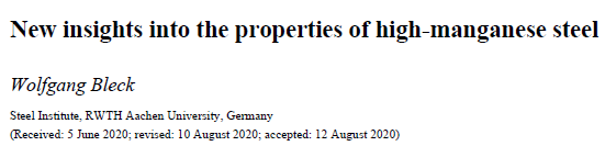 Read more about the article New insights into the properties of high-manganese steel