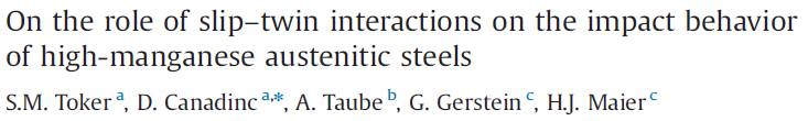 Read more about the article On the role of slip–twin interactions on the impact behavior of high-manganese austenitic steels