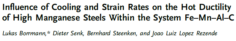 Read more about the article Influence of Cooling and Strain Rates on the Hot Ductility of High Manganese Steels Within the System Fe–Mn–Al–C