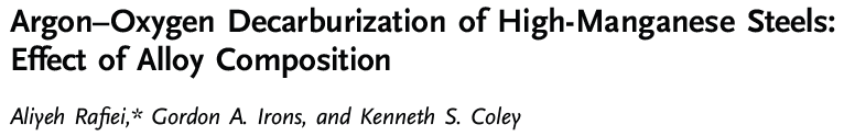 Read more about the article Argon–Oxygen Decarburization of High-Manganese Steels Effect of Alloy Composition