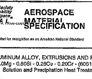 AMS 4150K-ALUMINUM ALLOY, EXTRUSIONS AND RINGS 1.0Mg – 0.60Si – 0.28Cu – 0.20Cr – (6061-T6)Solution and  Precipltation Heat Treated