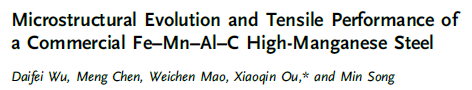 Read more about the article Microstructural Evolution and Tensile Performance of a Commercial Fe–Mn–Al–C High-Manganese Steel