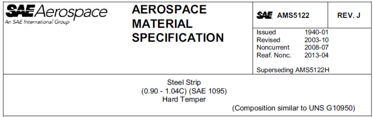 Read more about the article AMS 5122-Steel Strip (0.90 – 1.04C) (SAE 1095) Hard Temper