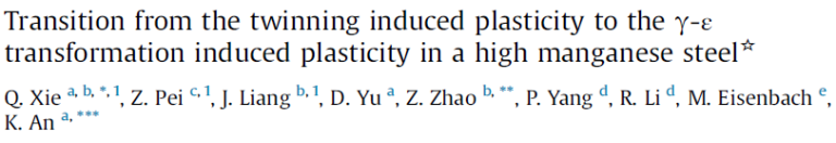 Read more about the article Transition from the twinning induced plasticity to the g-ε transformation induced plasticity in a high manganese steel