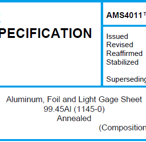 AMS 4011TM-Aluminum, Foil and Light Gage Sheet 99.45Al (1145-0) Annealed