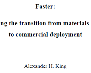 accelerating the transition from materials discovery to commercial deployment